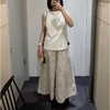 点此购买 北欧小众女士休闲版型松紧腰系带泡泡纱条纹阔腿裤裙裤 xj 322303 商品缩略图3
