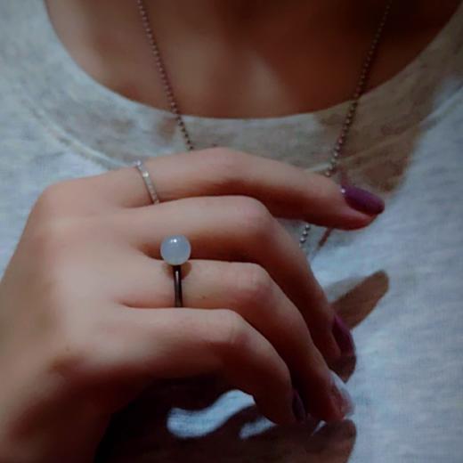 「墨影凝珠」翡翠珠子戒指（特价款）（银电黑金） 商品图12