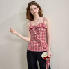 【明媚少女】辣妹复古红色格纹收腰荷叶边吊带女夏季上衣V1050593 商品缩略图2