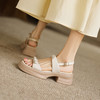 阿么手工女鞋夏季外穿高跟凉鞋5CM一字带蝴蝶结百搭松糕鞋子软底 商品缩略图2