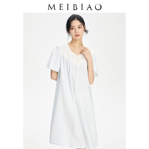 3楼 美标棉纱睡裙睡衣女棉质甜美短袖家居服89206 商品图3
