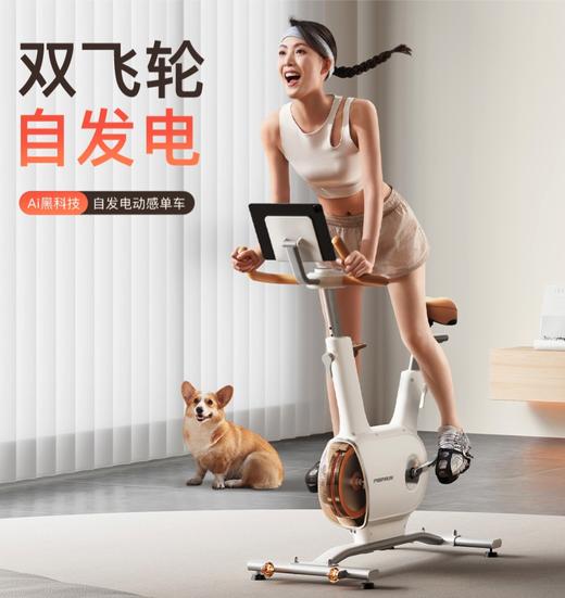 【黑科技双飞轮自发电动感单车】智能家用小型器械 自行车室内超静音健身器材  商品图0