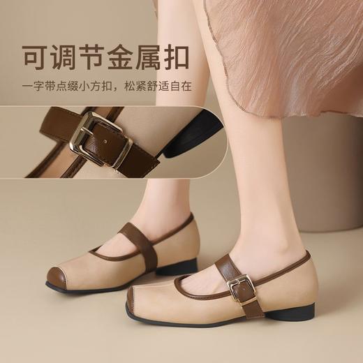 ZHR则则复古摩登粗跟玛丽珍鞋女鞋2025新款优雅方头平底柔软单鞋 商品图3