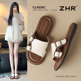 ZHR则则勃肯拖鞋外穿2025新款高级一字平底凉拖休闲沙滩凉鞋轻便