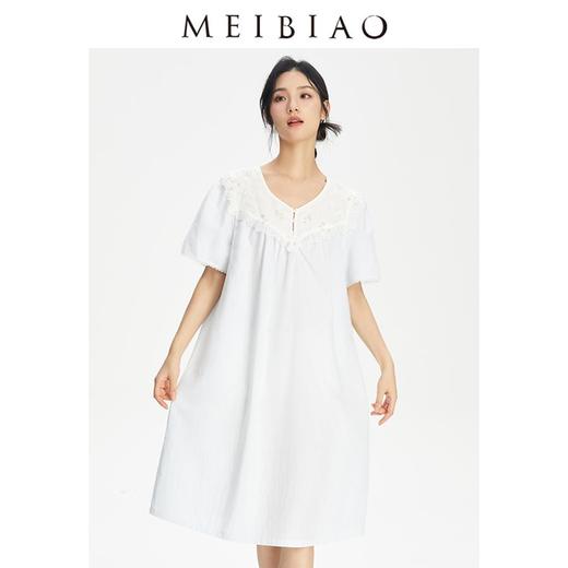 3楼 美标棉纱睡裙睡衣女棉质甜美短袖家居服89206 商品图1