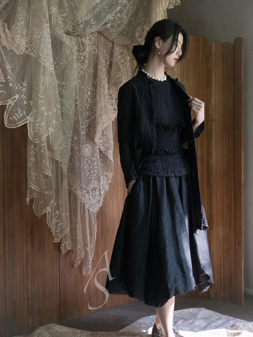 Daniela Gregis  黑色肌理亚麻棉双面无袖上衣 商品图4