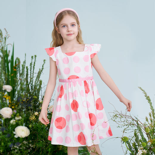 mettekids儿童连衣裙2025夏季新款女童印花公主裙收腰纯棉裙子 商品图2