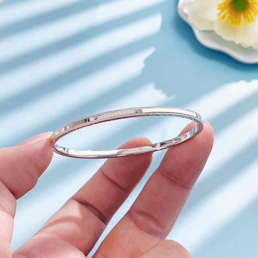 【限时8.8折】【线上铂金馆】PT950 【精品】铂金空心开口手镯龙鳞CNC车花卡扣手镯（面宽约2.9-3.3mm，厚约1.7mm)(BFPTSZ00001)预售产品下单后不退款不退货不换货不补差价) 商品图2