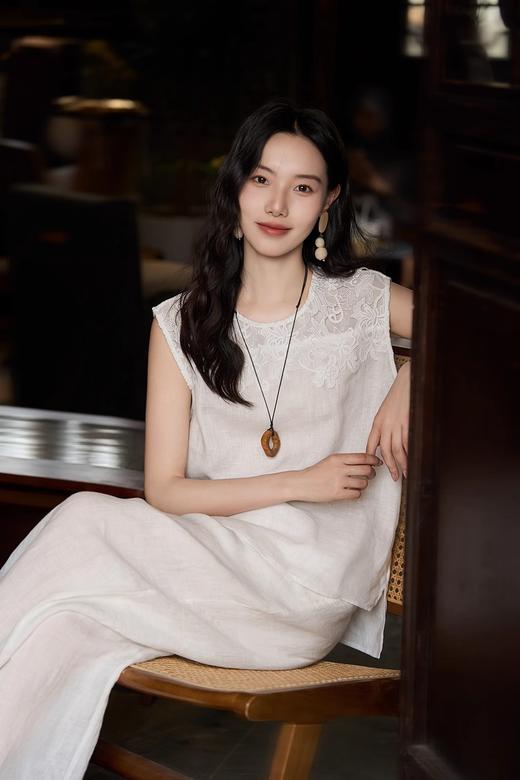 姹弥Charming·重工蕾丝亚麻套装，素净雅致，简约透气【G】 商品图2