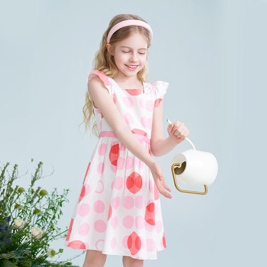 mettekids儿童连衣裙2025夏季新款女童印花公主裙收腰纯棉裙子 商品图1