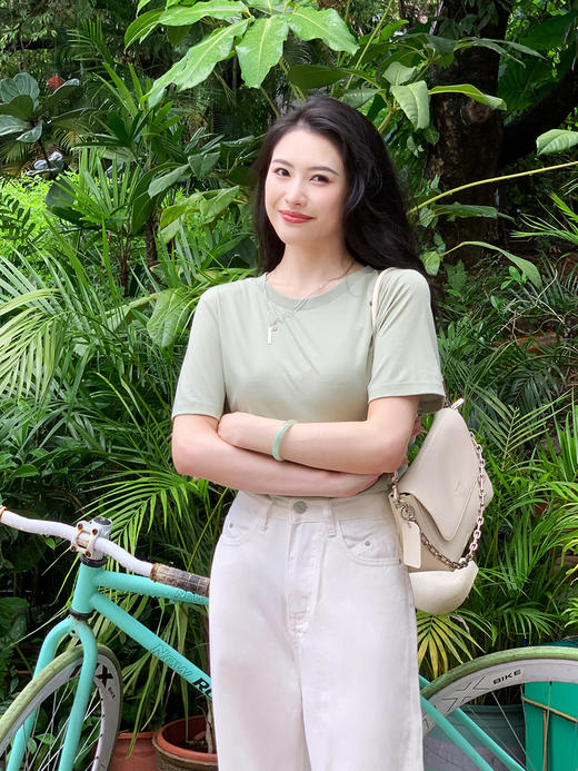 【百图lulu定制】【桑蚕丝T恤】圆领 正肩  黑科技 凉感桑蚕丝  短袖T恤 商品图11