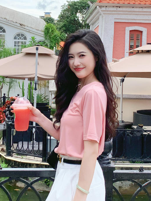 【百图lulu定制】【桑蚕丝T恤】圆领 正肩  黑科技 凉感桑蚕丝  短袖T恤 商品图4