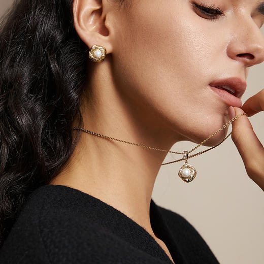 RetroChic意大利复古时尚首饰 金丝珍珠吊坠（2色可选） 商品图4