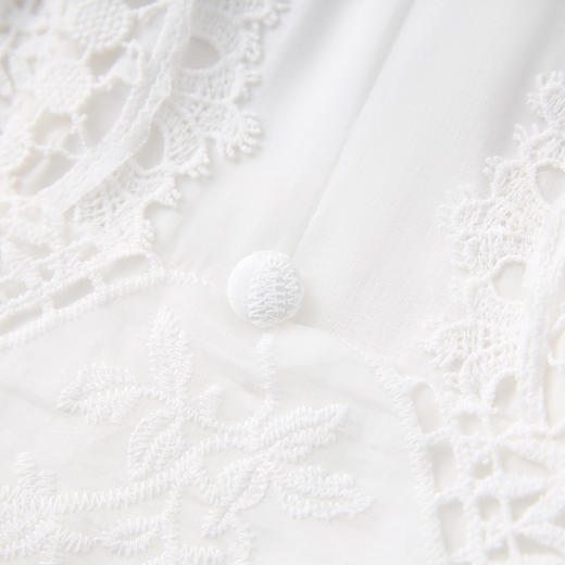 「高货wl」全新升级【铂金会员404/天猫539/差价135】(20959)洛诗琳定位镂空绣花连衣裙2025夏季棉质度假风白色长裙女 商品图2