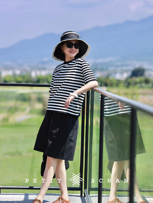 PETIT SCHAN小闪 CLO#848 Combat Hen 战斗鸡 纯棉条纹小鸡刺绣圆领套头衫 商品图2