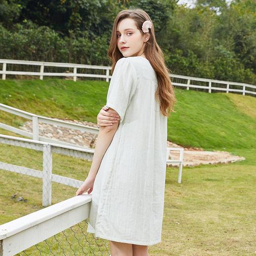 3楼 美标双层棉纱提花短袖睡裙睡衣女棉质甜美家居服89203 商品图1