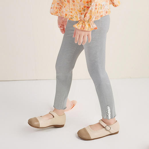 笛莎Deesha 童装女童裤子2025秋新款女童密拷波浪边花边装饰打底裤 商品图1