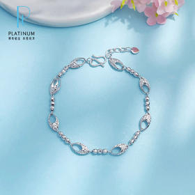 【限时8.8折】【线上铂金馆】PT950 【国际铂金协会 精品】铂金调节空心椭圆形间蹦迪珠手链(ACPTSL00040)预售产品下单后不退款不退货不换货不补差价)