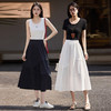 【周末秒杀】熙世界淡人穿搭白色半身裙女夏季新款设计感不规则木耳边A字伞裙 商品缩略图2
