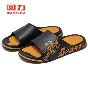 回力运动拖鞋男浴室内户外不易滑厚底凉拖鞋HL39391黑黄色39-40码 商品图1