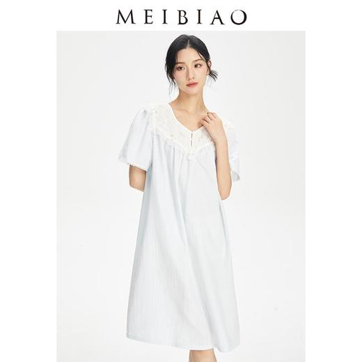 3楼 美标棉纱睡裙睡衣女棉质甜美短袖家居服89206 商品图4