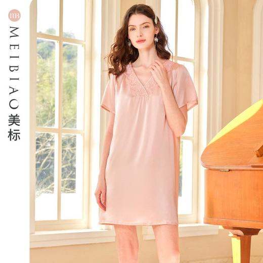 3楼 美标100%桑蚕丝睡裙睡衣女丝绸家居服230280 商品图0