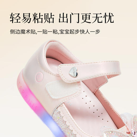 泰兰尼斯meta皮鞋新款闪灯鞋公主水晶鞋童鞋儿童洋气单鞋女童宝宝  M03X5C7445 商品图4
