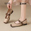 ZHR则则复古摩登粗跟玛丽珍鞋女鞋2025新款优雅方头平底柔软单鞋 商品缩略图5