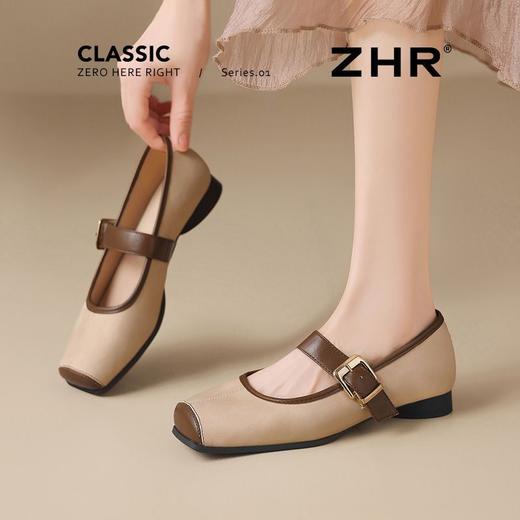 ZHR则则复古摩登粗跟玛丽珍鞋女鞋2025新款优雅方头平底柔软单鞋 商品图5