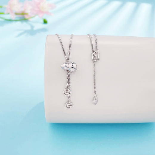 【限时8.8折】【线上铂金馆】PT950 #葫芦 #招财纳福 铂金空心调节福禄双至铜钱造型金币流苏葫芦套链(PTTL00050)预售产品下单后不退款不退货不换货不补差价) 商品图0