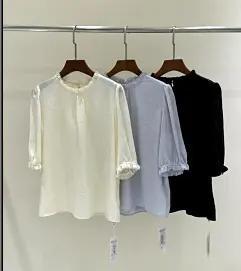 588388花边领真丝上衣，米白  灰色 商品图5