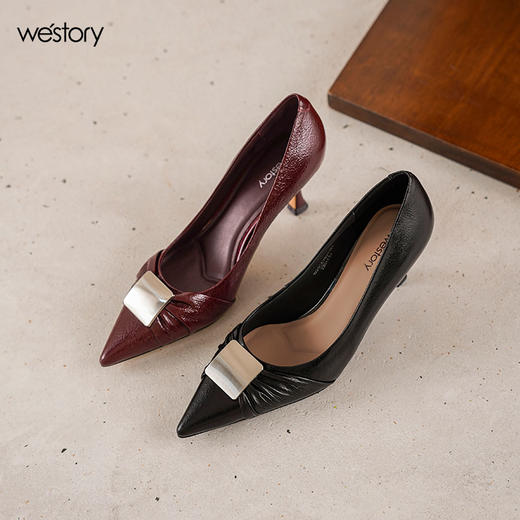 Westory2025年秋季尖头中跟通勤百搭浅口单鞋W25CE76211 商品图0