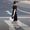 【专属特价】熙世界休闲运动连帽连衣裙女夏季2025年新款假两件短袖赫本小黑裙 商品缩略图1