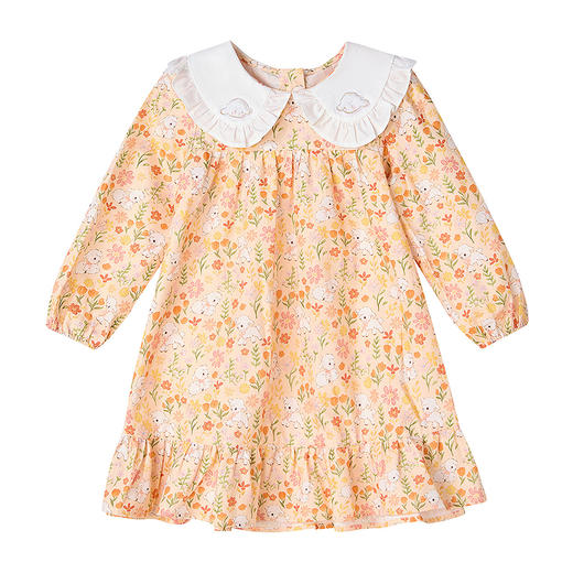 笛莎Deesha 童装女童裙子2025秋新款女童可爱碎花小羊印花连衣裙 商品图4