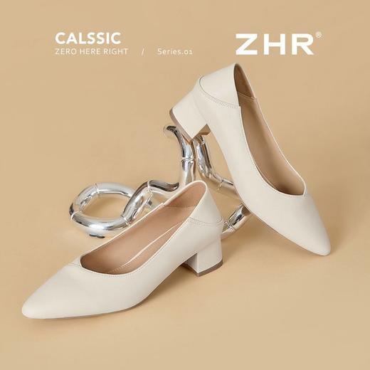 ZHR温柔优雅粗跟浅口单鞋两穿尖头2025新款通勤气质高跟鞋职业女 商品图8