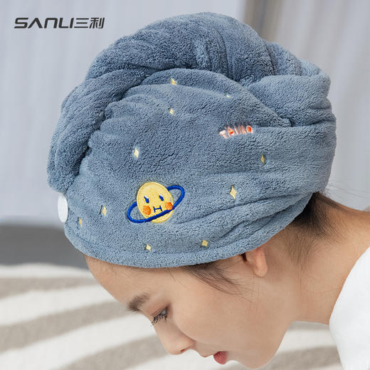 【刺绣干发帽】毛巾新款干发帽绣花干发巾珊瑚绒可爱包头巾抖音同款浴帽。ry 商品图0