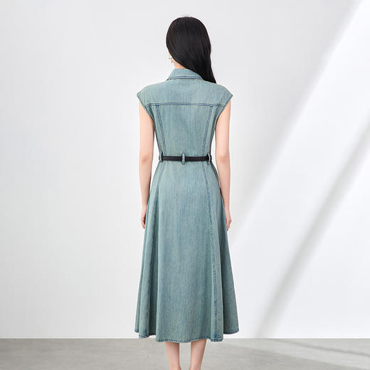 「高货wl」全新升级【铂金会员339/天猫459/差价120】(81713)洛诗琳港风复古怀旧牛仔连衣裙2025夏季无袖法式收腰长裙 商品图1