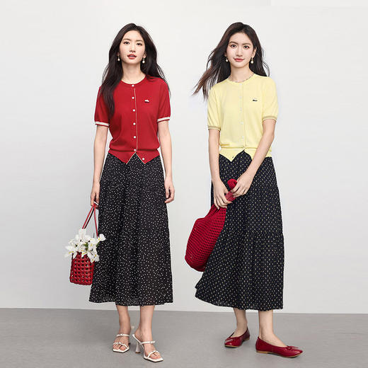 【五折购】熙世界仿亚麻冰丝针织衫女薄款夏季刺绣短袖开衫上衣2025夏季新款 商品图2