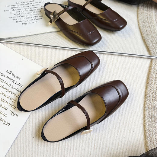 香港 AINADA艾娜达 半包头浅口托鞋懒人一脚蹬皮鞋2520 简约时尚 4款可选 商品图6