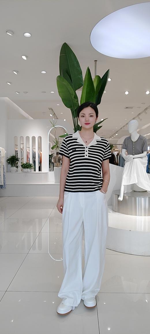 582101  100%莱赛尔天丝针织翻领条纹衫,均码阔版有弹力！百搭单品！夏季可外穿，春秋可打底！ 商品图3