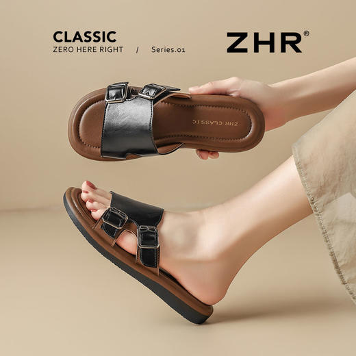 ZHR则则勃肯拖鞋外穿2025新款高级一字平底凉拖休闲沙滩凉鞋轻便 商品图9