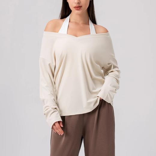 跃牌【欲动春风】系列 瑜伽服v领长袖运动上衣莱赛尔软糯亲肤健身跑步T恤52556 商品图3