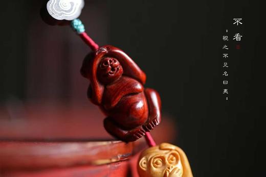三不猴°黄杨木|紫檀|紫光檀挂件 商品图5