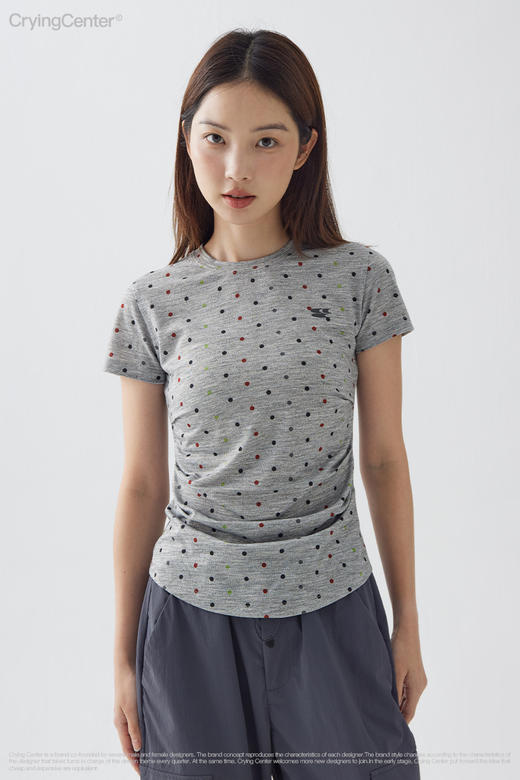 CryingCenter  彩色波点收腰修身短袖女 哭喊中心 商品图4