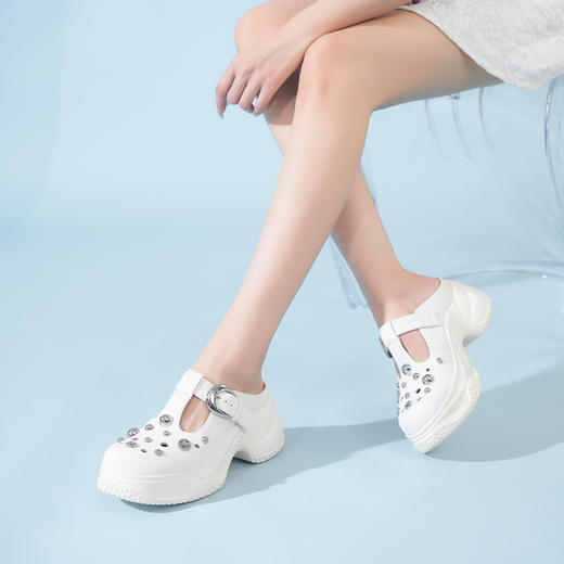 豪麟名鞋奥莱迪嘉女鞋凉拖牛皮革DJHJO51WL211米白色  原价1660元 商品图1