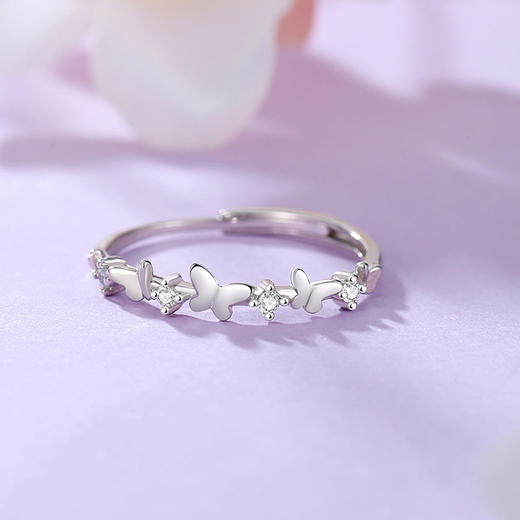 Winy999足银蝶舞蓝韵戒配证书送女友闺蜜节日生日礼物 商品图0