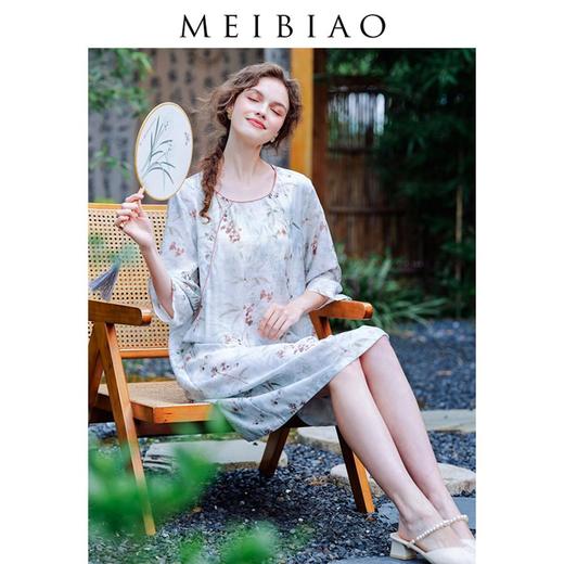 3楼 美标新中式国风睡裙睡衣女莱塞尔春夏可外穿家居服89266 商品图2