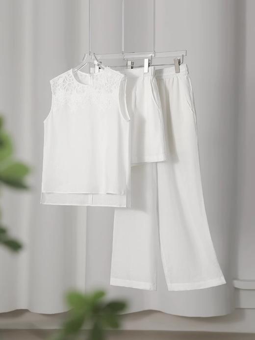 姹弥Charming·重工蕾丝亚麻套装，素净雅致，简约透气【G】 商品图5