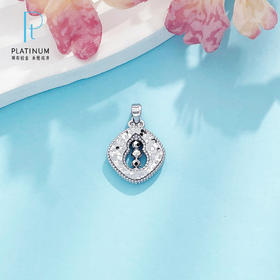 【限时8.8折】PT950 【国际铂金协会】铂金镂空福禄圆满可转动金珠双面鱼鳞葫芦菱形方牌吊坠（不含链）(BDZ00300)预售产品下单后不退款不退货不换货不补差价)