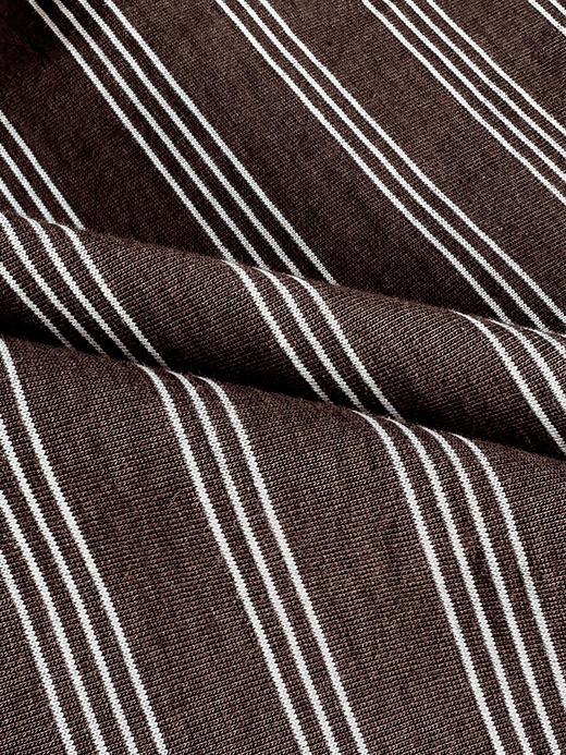 现货 THS-限时 缪家 都市松弛感 早春咖色细条纹圆领T恤 BH2568 商品图8